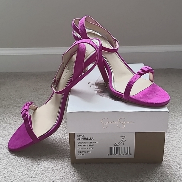 NWT ❤️ Jessica Simpson Purella Strappy Stiletto Sandals in Suede Hot Sho… - Picture 1 of 12